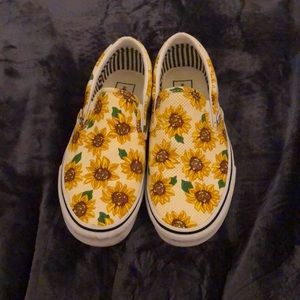 Sunflower vans slip on- size 8